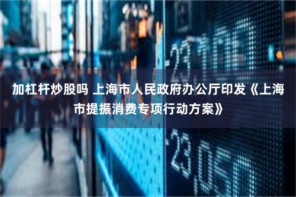 加杠杆炒股吗 上海市人民政府办公厅印发《上海市提振消费专项行动方案》