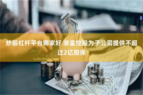 炒股杠杆平台哪家好 浙富控股为子公司提供不超过2亿担保
